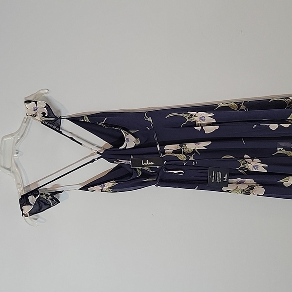 LULUS All Mine Navy Blue Floral Print High-Low Maxi Wrap Dress 65229 - Picture 9 of 13